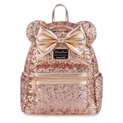 Disney Minnie Mouse Sequin Loungefly Mini Backpack – Rose Gold