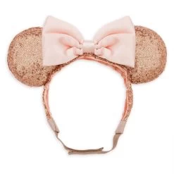 Disney Minnie Mouse Sequin Ear Headband With Strap For Adults – Rose Gold & Pink