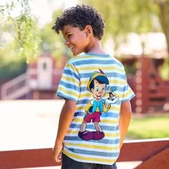 Disney Pinocchio And Jiminy Cricket Striped T-Shirt For Kids -Fashion Clothing Store 5007048020047 5