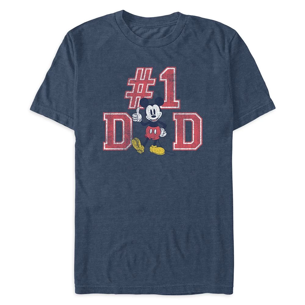 Disney Mickey Mouse ''#1 Dad'' Heathered T-Shirt For Men 1 Disney Mickey Mouse ''#1 Dad'' Heathered T-Shirt For Men
