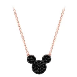 Disney Mickey Mouse Black Pave Necklace By CRISLU – Rose Gold