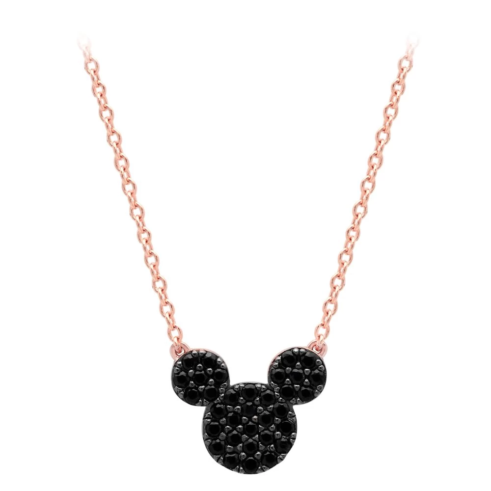 Disney Mickey Mouse Black Pave Necklace By CRISLU – Rose Gold 1 Disney Mickey Mouse Black Pave Necklace By CRISLU – Rose Gold